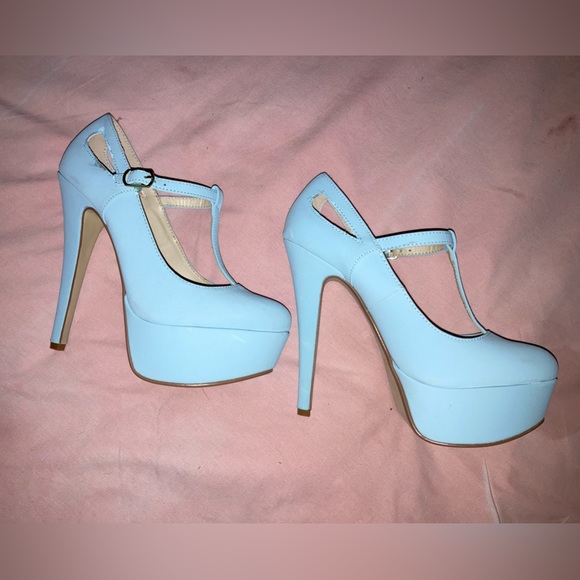 Anne Michelle Shoes - Platform Stilettos High Heels Dance Shoes Baby Blue Womens Size 6.5 Anne Michell